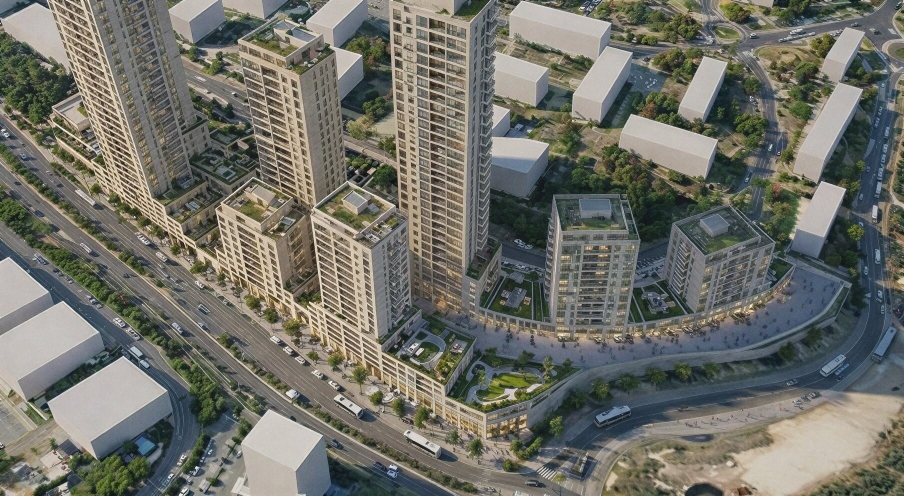 נופי העמק – מבט אווירי על מגדלי המגורים